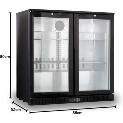 METRO Professional Arrière Bar Réfrigéré GBC3002, Tôle Galvanisée/Aluminium/Verre, 90 x 53 x 86,5 cm, 198 L, Froid Ventilé, 160 