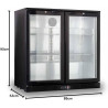 METRO Professional Arrière Bar Réfrigéré GBC3002, Tôle Galvanisée/Aluminium/Verre, 90 x 53 x 86,5 cm, 198 L, Froid Ventilé, 160 