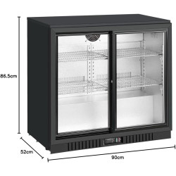 METRO Professional Arrière bar GBC3102, tôle galvanisée/aluminium/verre, 90 x 52 x 86,5 cm, 198 L, froid ventilé, 160 W, avec se