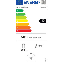 METRO Professional Arrière Bar Réfrigéré GBC3103, Aluminium/Verre, 135 x 52 x 86.5 cm, 308 L, Refroidissement par Air,160 W, ave