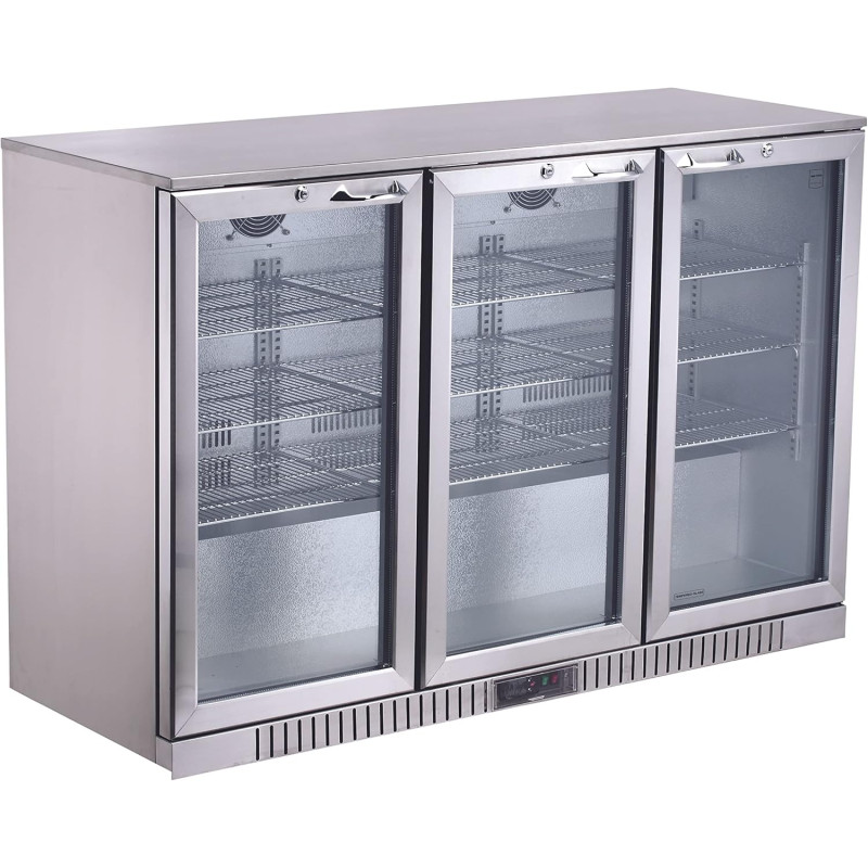 METRO Professional Arrière bar 3 portes GBC 3003S, inox/aluminium/verre, 135 x 53 x 86,5 cm, 308 L, froid ventilé, 160 W, avec s