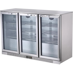 METRO Professional Arrière bar 3 portes GBC 3003S, inox/aluminium/verre, 135 x 53 x 86,5 cm, 308 L, froid ventilé, 160 W, avec s