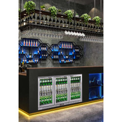 METRO Professional Arrière bar 3 portes GBC 3003S, inox/aluminium/verre, 135 x 53 x 86,5 cm, 308 L, froid ventilé, 160 W, avec s