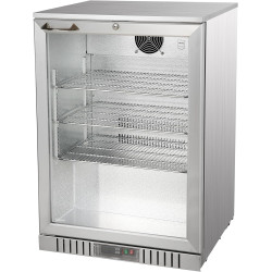 METRO Professional Mini Bar/Réfrigérateur à Boissons Sous Comptoir GBC3001S avec Porte Vitrée, Inox/Verre, 60x53x86,5 cm, Refroi