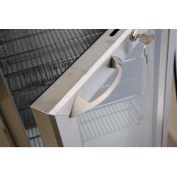 METRO Professional Mini Bar/Réfrigérateur à Boissons Sous Comptoir GBC3001S avec Porte Vitrée, Inox/Verre, 60x53x86,5 cm, Refroi