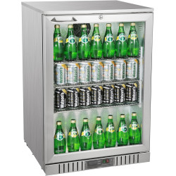 METRO Professional Mini Bar/Réfrigérateur à Boissons Sous Comptoir GBC3001S avec Porte Vitrée, Inox/Verre, 60x53x86,5 cm, Refroi