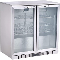 METRO Professional Arrière Bar GBC3002S, Inox/Verre, 90 x 53 x 86,5 cm, 198 L, 160 W, Froid Ventilé, avec Serrure, Argenté