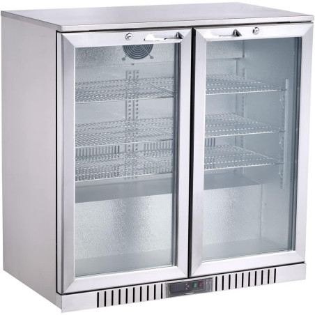 METRO Professional Arrière Bar GBC3002S, Inox/Verre, 90 x 53 x 86,5 cm, 198 L, 160 W, Froid Ventilé, avec Serrure, Argenté