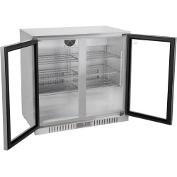 METRO Professional Arrière Bar GBC3002S, Inox/Verre, 90 x 53 x 86,5 cm, 198 L, 160 W, Froid Ventilé, avec Serrure, Argenté