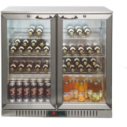 METRO Professional Arrière Bar GBC3002S, Inox/Verre, 90 x 53 x 86,5 cm, 198 L, 160 W, Froid Ventilé, avec Serrure, Argenté