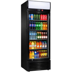 Générique Armoire à Boissons Réfrigérée 350L 1 Porte avec Canopy Lumineux - Noir ou Blanc - +2/+8°C - Vitrine LED