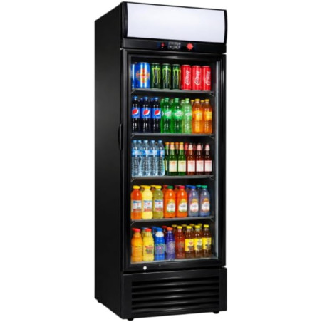 Générique Armoire à Boissons Réfrigérée 350L 1 Porte avec Canopy Lumineux - Noir ou Blanc - +2/+8°C - Vitrine LED