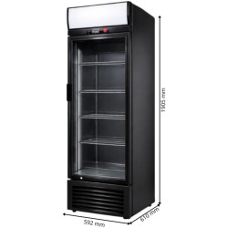 Générique Armoire à Boissons Réfrigérée 350L 1 Porte avec Canopy Lumineux - Noir ou Blanc - +2/+8°C - Vitrine LED
