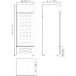 Générique Armoire à Boissons Réfrigérée 350L 1 Porte avec Canopy Lumineux - Noir ou Blanc - +2/+8°C - Vitrine LED