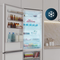 Cecotec réfrigérateur combi 456l total no frost bolero coolmarket combi 456 blanc glass e. hauteur 201cm et 59,5cm largeur, max 