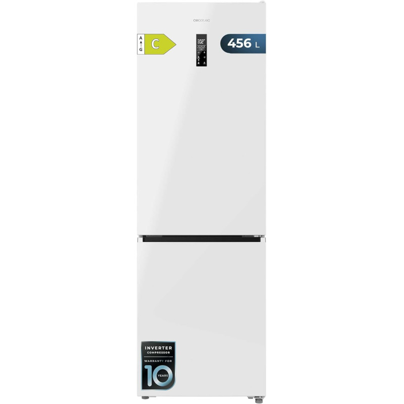 Cecotec réfrigérateur combi 456l total no frost bolero coolmarket combi 456 blanc c. hauteur 201cm et 59,5cm largeur, max inside