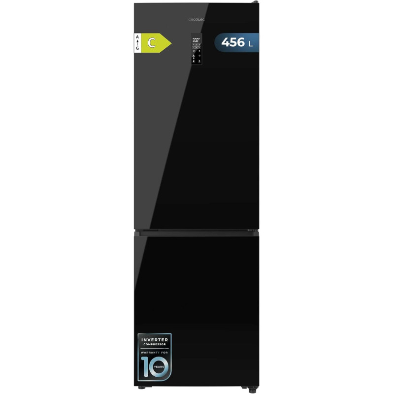 Cecotec réfrigérateur combi 456l total no frost bolero coolmarket combi 456 noir glass c. hauteur 201cm et 59,5cm largeur, max i