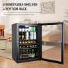 HCK 115L Réfrigérateur à boissons en pose libre avec porte en verre double vitrage, température réglable de 0 à 10 ℃, 4 étagères