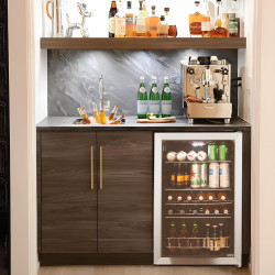 HCK 115L Réfrigérateur à boissons en pose libre avec porte en verre double vitrage, température réglable de 0 à 10 ℃, 4 étagères