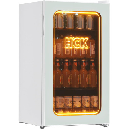 Hck réfrigérateur pour boissons de 98 l, mini réfrigérateur avec éclairage orange 3d et porte en verre, réfrigérateur compact de