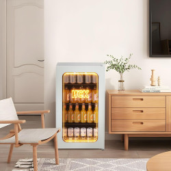 Hck réfrigérateur pour boissons de 98 l, mini réfrigérateur avec éclairage orange 3d et porte en verre, réfrigérateur compact de