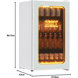 Hck réfrigérateur pour boissons de 98 l, mini réfrigérateur avec éclairage orange 3d et porte en verre, réfrigérateur compact de