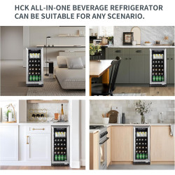HCK Réfrigérateur 90L Sous-Plan avec Porte en Verre Triple et Fermeture Automatique, Plage de Température de 0℃ à 22℃, Régulateu