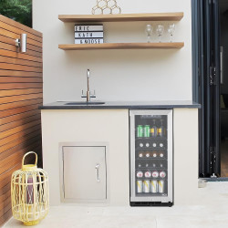 HCK Réfrigérateur 90L Sous-Plan avec Porte en Verre Triple et Fermeture Automatique, Plage de Température de 0℃ à 22℃, Régulateu