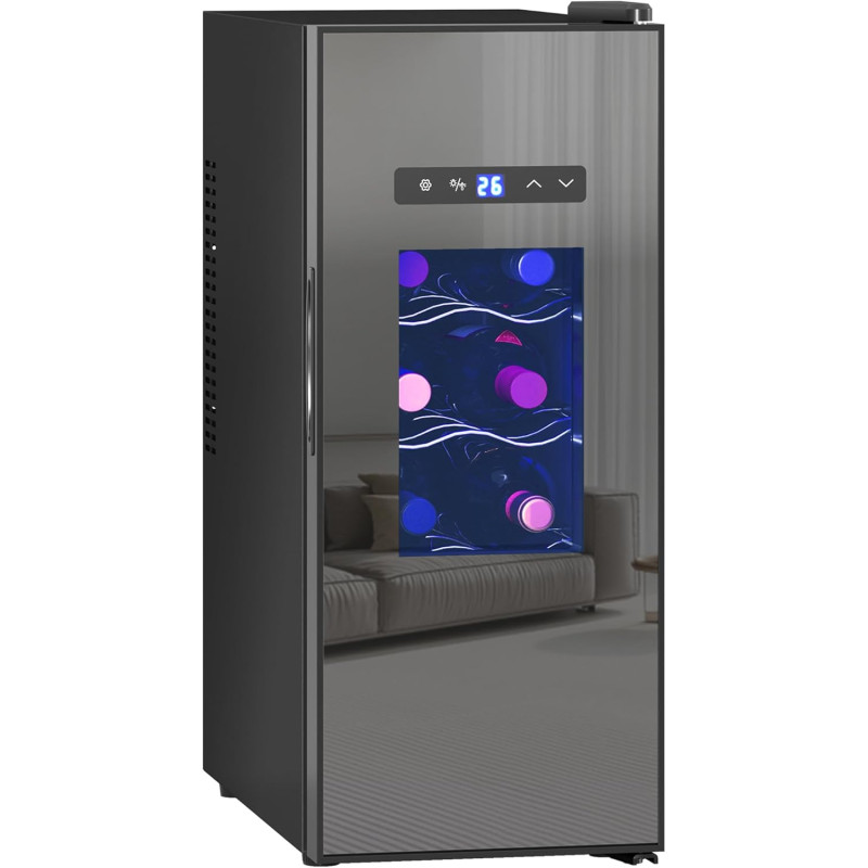 HOMCOM Cave à vin 12 bouteilles 30L réfrigérateur à vin thermoélectrique double et silencieux - porte en verre, éclairage LED, é