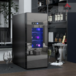 HOMCOM Cave à vin 12 bouteilles 30L réfrigérateur à vin thermoélectrique double et silencieux - porte en verre, éclairage LED, é