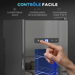 HOMCOM Cave à vin 12 bouteilles 30L réfrigérateur à vin thermoélectrique double et silencieux - porte en verre, éclairage LED, é