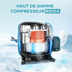 EUHOMY Réfrigérateur à Boissons Avec Porte Vitrée, Mini Frigo Pour 55 Canettes, Cave a Vin Design Autonome Avec Led, 36 L, Silen