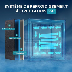 EUHOMY Réfrigérateur à Boissons Avec Porte Vitrée, Mini Frigo Pour 55 Canettes, Cave a Vin Design Autonome Avec Led, 36 L, Silen