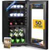 Sommertal Réfrigérateur avec porte en verre GK50 - Réfrigérateur silencieux avec LED, écran tactile et serrure, petit réfrigérat