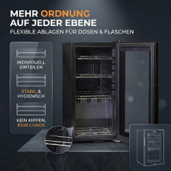 Sommertal Réfrigérateur avec porte en verre GK50 - Réfrigérateur silencieux avec LED, écran tactile et serrure, petit réfrigérat