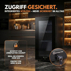 Sommertal Réfrigérateur avec porte en verre GK50 - Réfrigérateur silencieux avec LED, écran tactile et serrure, petit réfrigérat