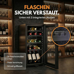 Sommertal Réfrigérateur avec porte en verre GK50 - Réfrigérateur silencieux avec LED, écran tactile et serrure, petit réfrigérat