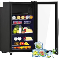 Merax Mini réfrigérateur de 76 l, autonome, avec réfrigérateur de 70 l + congélateur de 6 l, étagères réglables, lumière LED, su