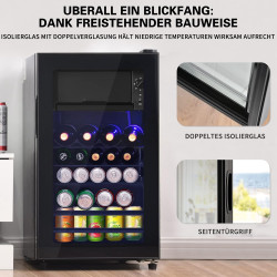 Merax Mini réfrigérateur de 76 l, autonome, avec réfrigérateur de 70 l + congélateur de 6 l, étagères réglables, lumière LED, su