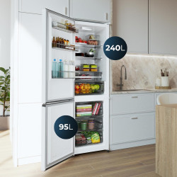 Cecotec réfrigérateur combi 335l no frost bolero coolmarket combi 335 blanc e. hauteur 195,3cm et 59,5cm largeur, compresseur in
