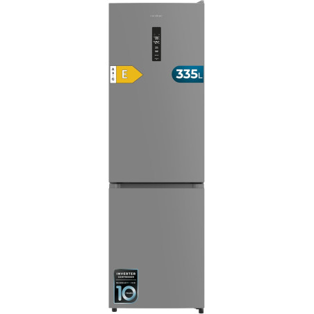 Cecotec réfrigérateur combi 335l no frost bolero coolmarket combi 335 gris e. hauteur 195,3cm et 59,5cm largeur, compresseur inv