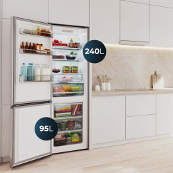 Cecotec Réfrigérateur Combi 335L No Frost Bolero CoolMarket Combi 335 Inox E. Hauteur 195,3cm et 59,5cm Largeur, Compresseur Inv