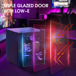 HCK Mini Frigo, Réfrigérateur Pour Boissons Avec éclairage Moderne Cyberpunk, 48L Petit Frigo Silencieux de 0-15°C, Mini Bar Int