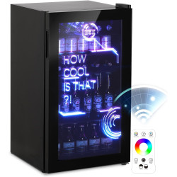 HCK Réfrigérateur Pour Boissons, Mini Frigo Avec éclairage Moderne Cyberpunk, 98L Petit Frigo Silencieux de 0-10°C, Mini Bar Int