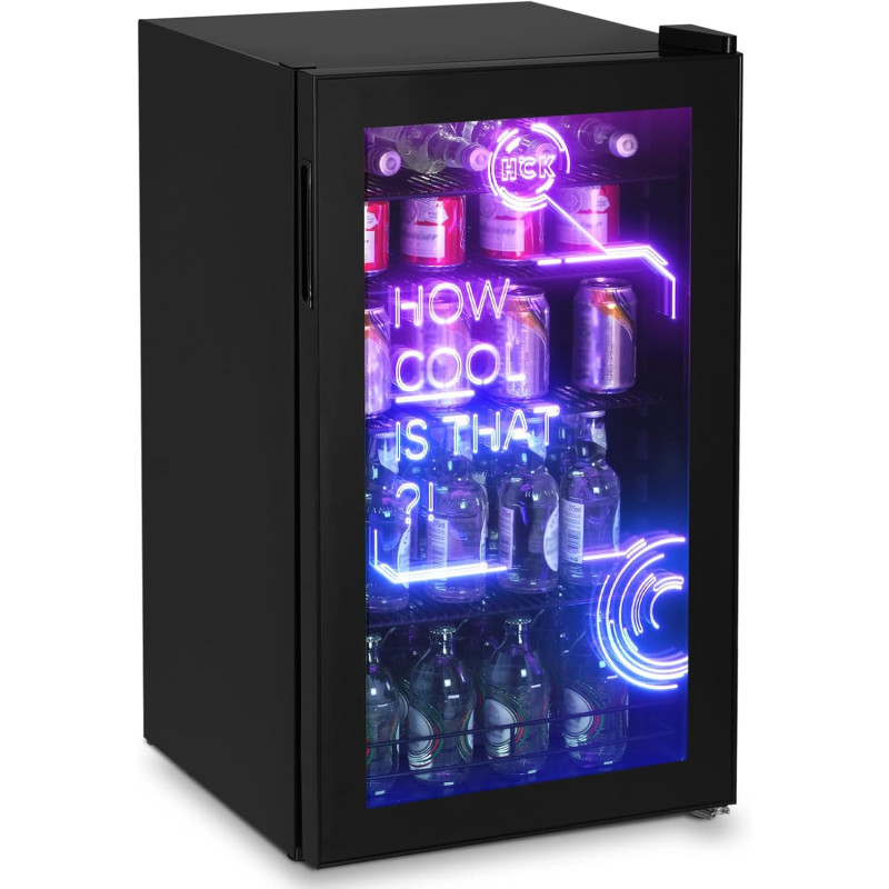 HCK Mini réfrigérateur moderne 98 l au design cyberpunk pour boissons et bière, 0 à 10 °C, réglage précis de la température, san