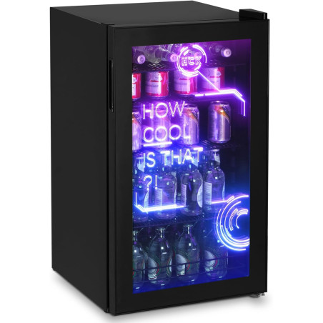 HCK Mini réfrigérateur moderne 98 l au design cyberpunk pour boissons et bière, 0 à 10 °C, réglage précis de la température, san