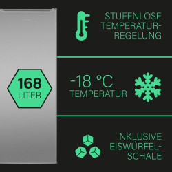 Bomann GS 7340 Stand Gefrierschrank, 168l, 4 Schubladen, stufenlose Temperaturregelung, Edelstahl-Optik