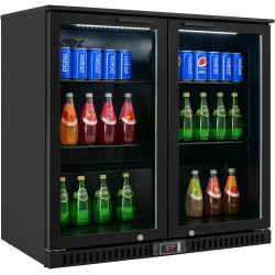 Générique Arrière Bar Réfrigéré 2 Portes Vitrées 900 mm - 192 L - Froid Ventilé - R290 - Noir