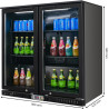 Générique Arrière Bar Réfrigéré 2 Portes Vitrées 900 mm - 192 L - Froid Ventilé - R290 - Noir