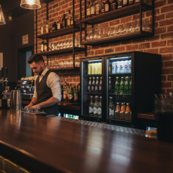 Générique Arrière Bar Réfrigéré 2 Portes Vitrées 900 mm - 192 L - Froid Ventilé - R290 - Noir